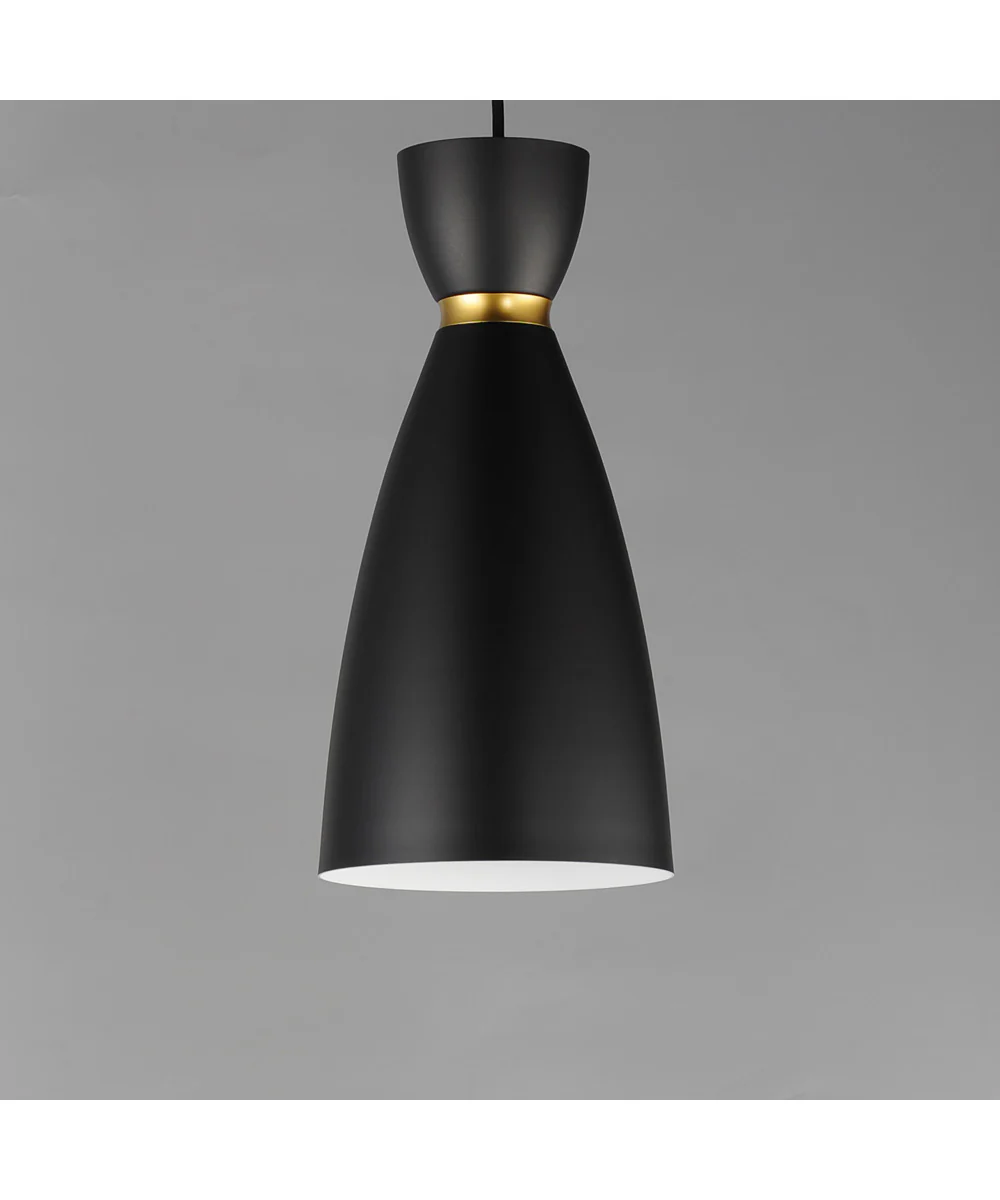 Carillon 1-Light Elongated Mini Pendant Black / Satin Brass - Image 3