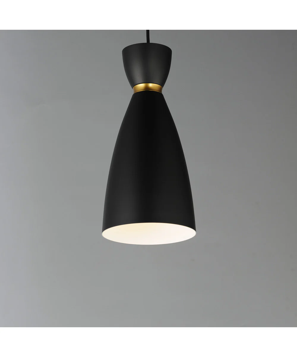 Carillon 1-Light Elongated Mini Pendant Black / Satin Brass - Image 4
