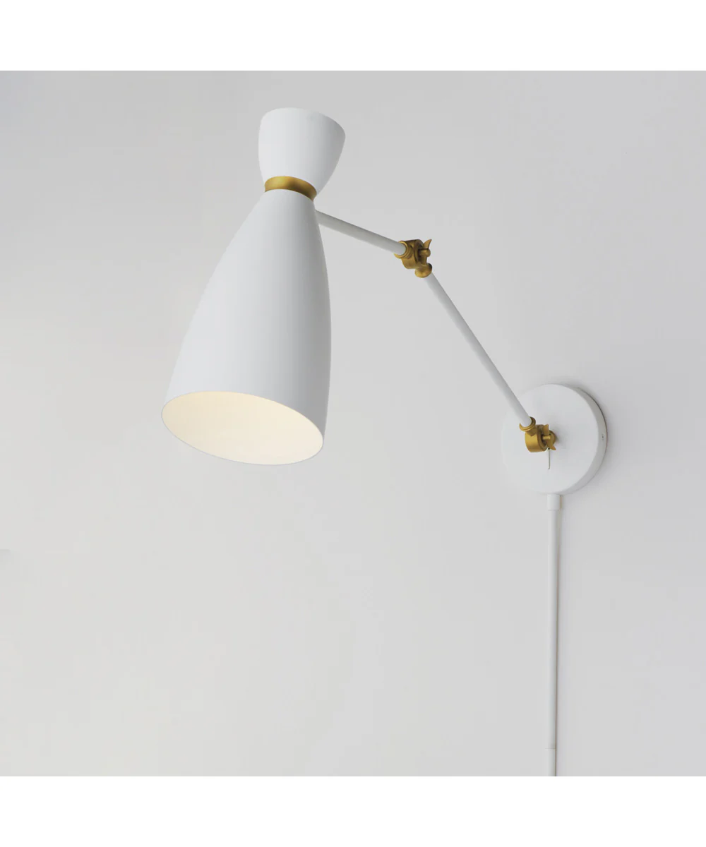 Carillon Articulating Wall Sconce White/Satin Brass - Image 3