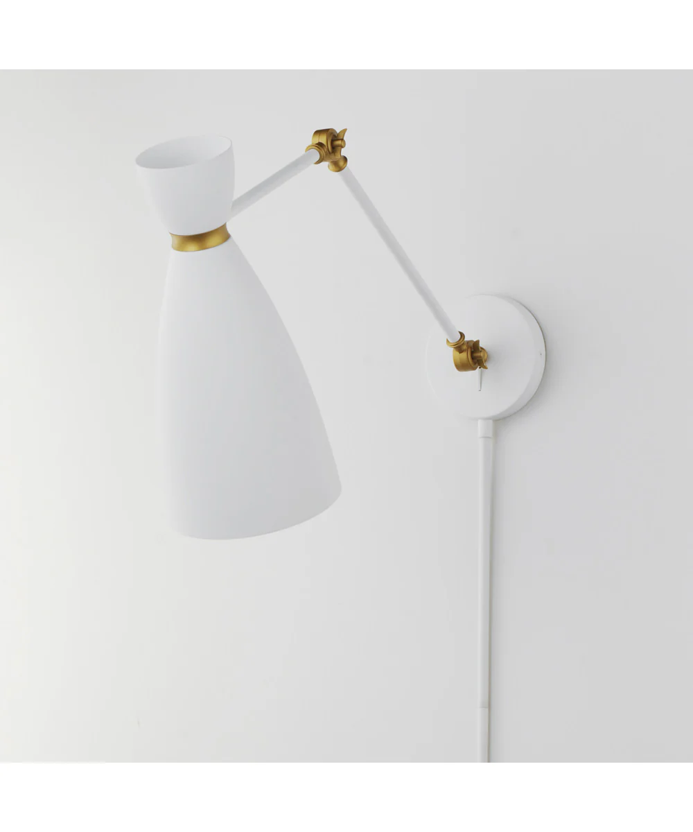 Carillon Articulating Wall Sconce White/Satin Brass - Image 4