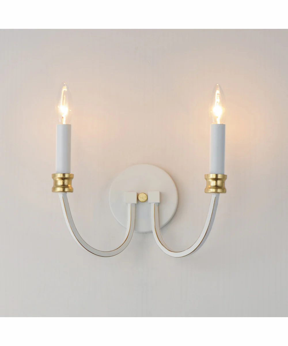 Charlton 2-Light Wall Sconce Weathered White/Gold Leaf - Image 3