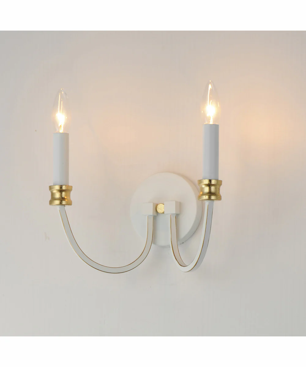 Charlton 2-Light Wall Sconce Weathered White/Gold Leaf - Image 4