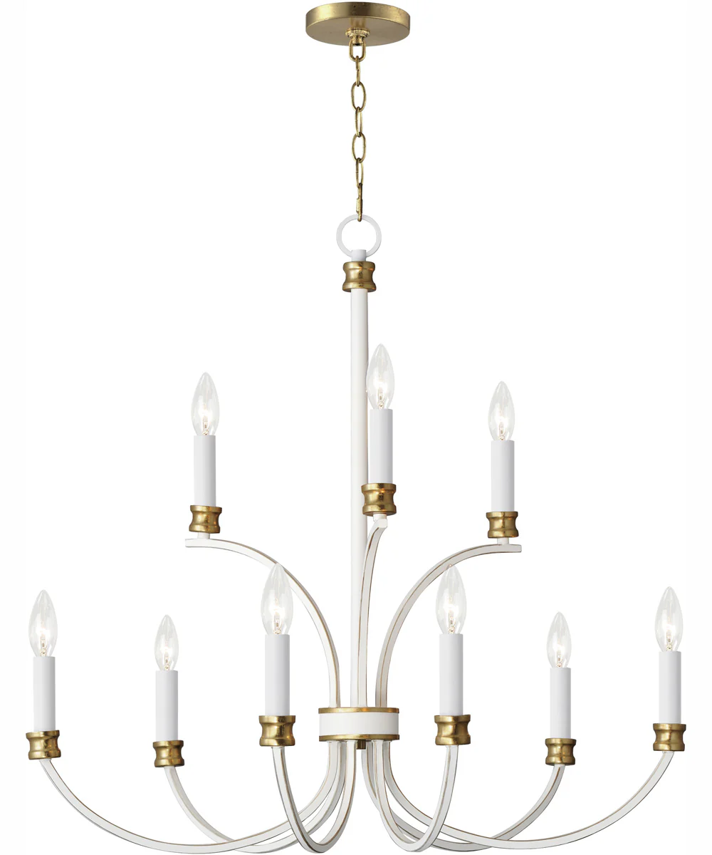 Charlton 9-Light Chandelier Weathered White/Gold Leaf