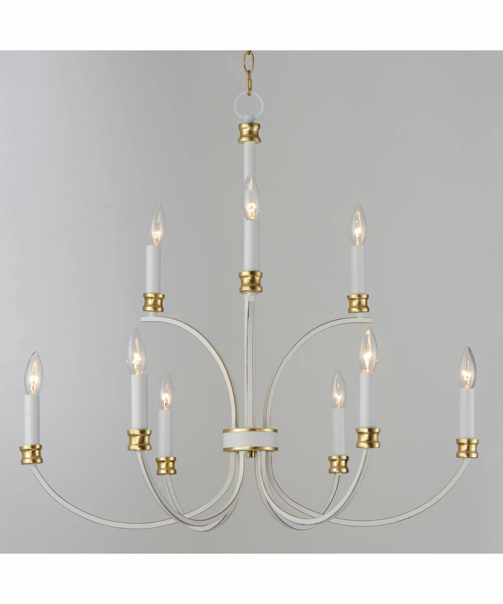 Charlton 9-Light Chandelier Weathered White/Gold Leaf - Image 3