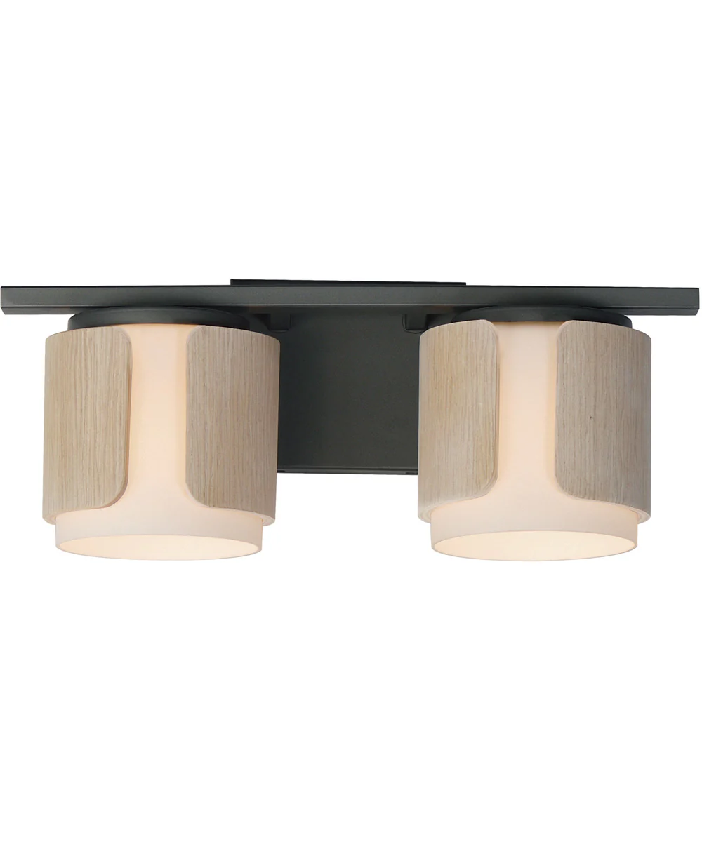 Draughtsman 2-Light Bath Vanity Natural Wood/Charcoal