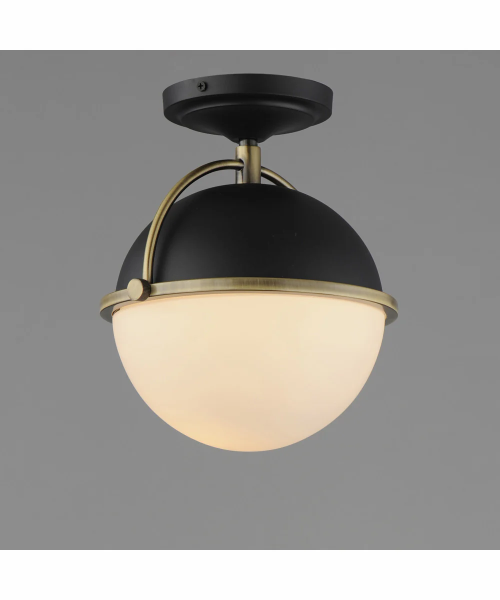 Duke 1-Light Semi Flush Mount Black/Weathered Brass - Image 3