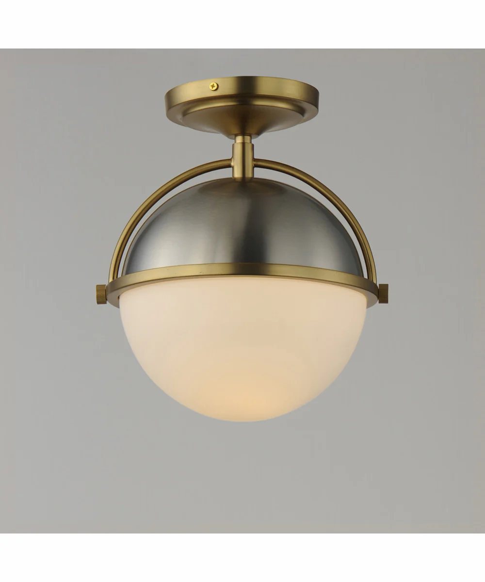 Duke 1-Light Semi Flush Mount Satin Nickel / Satin Brass - Image 2
