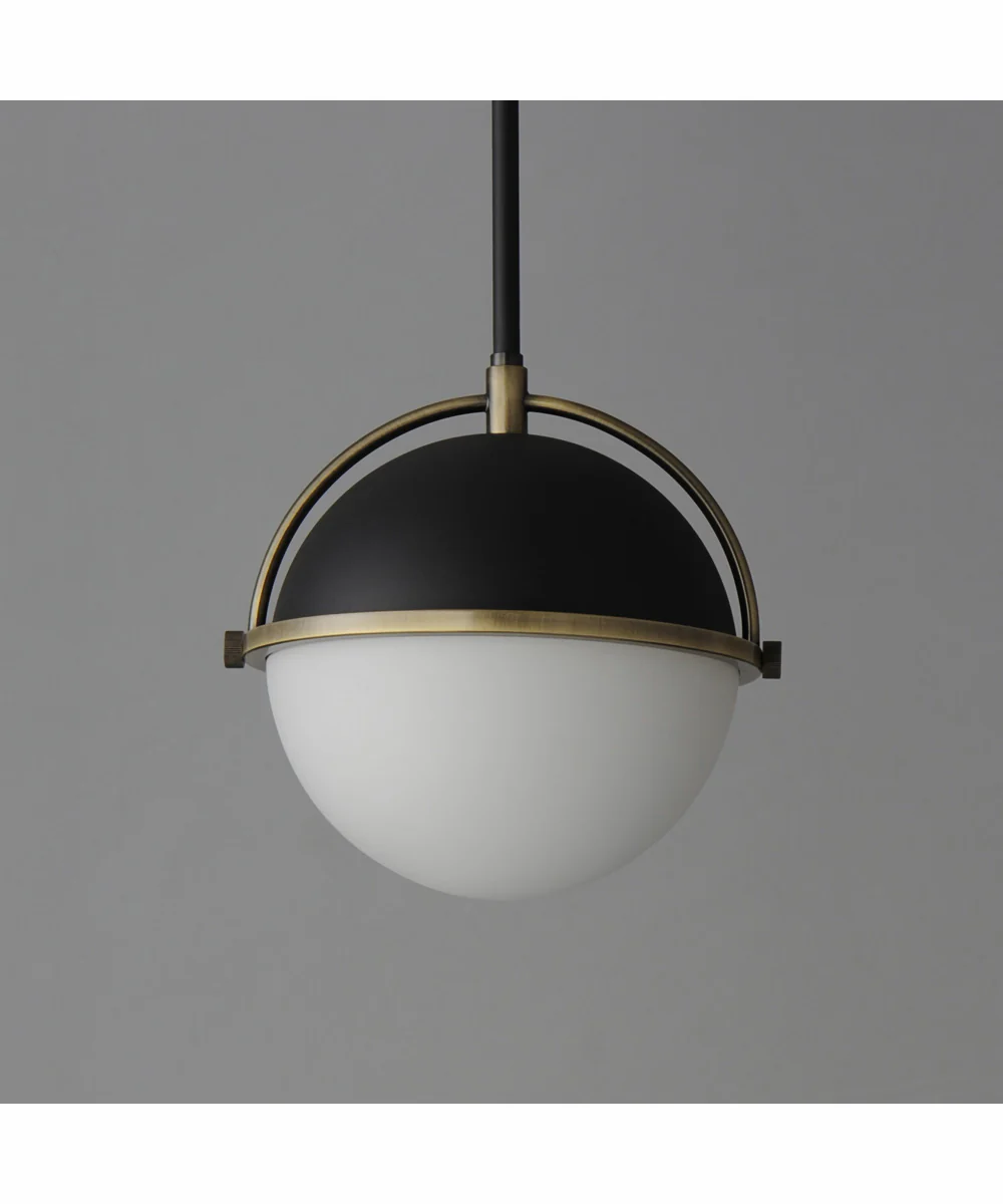 Duke 10 inch Single Pendant Black/Weathered Brass - Image 2