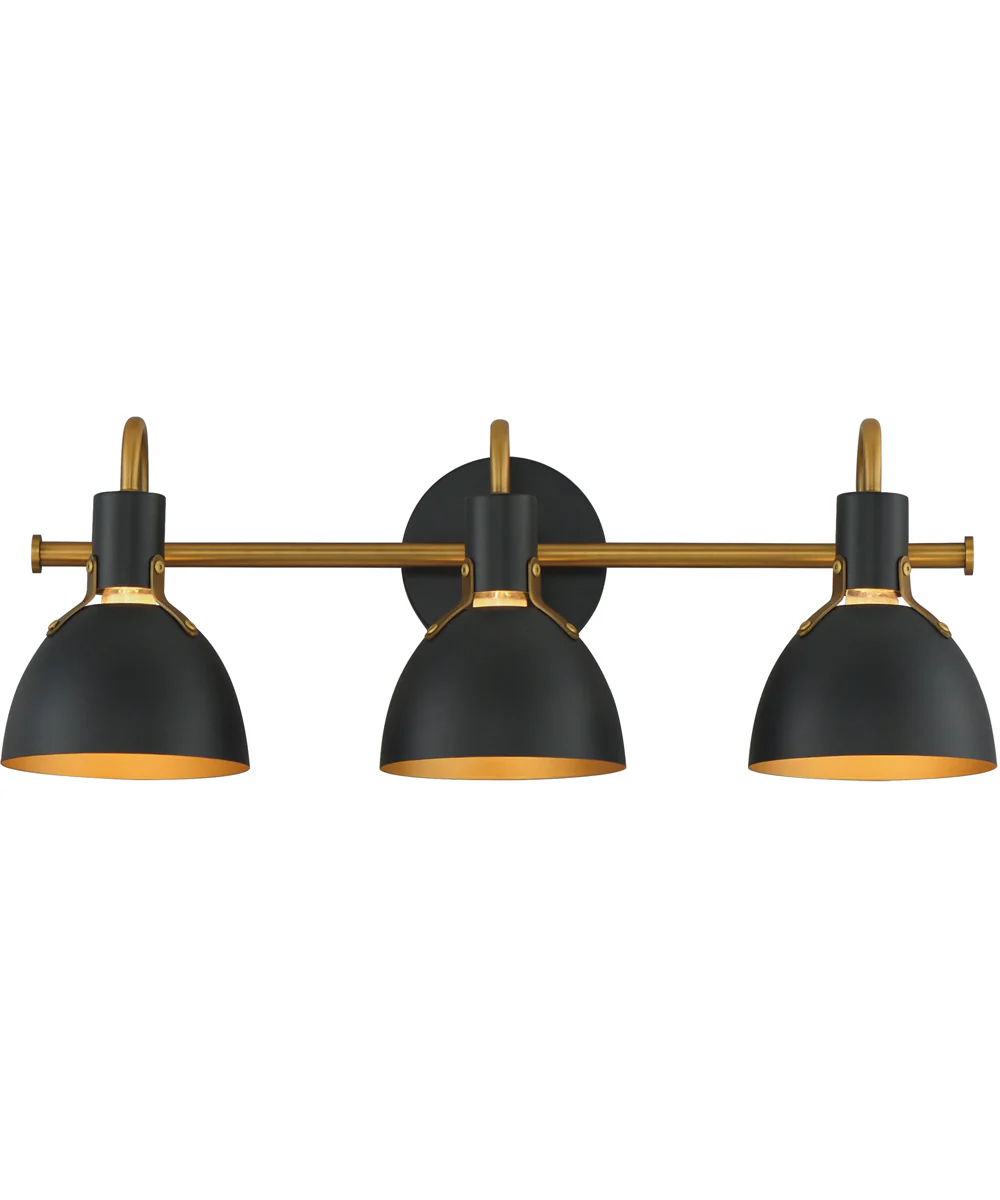 Dusk 3-Light Wall Sconce Black / Antique Brass