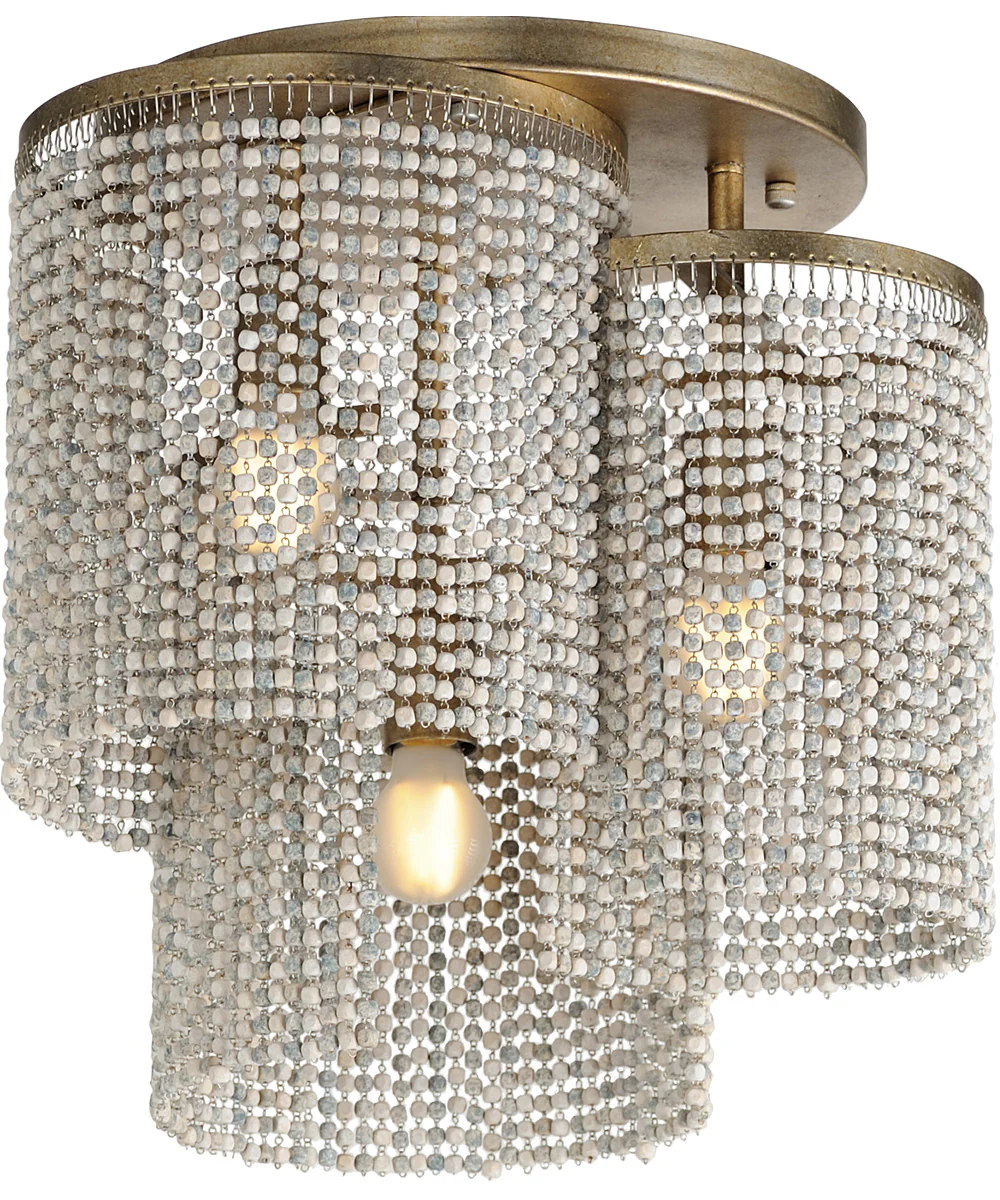 Fontaine 3-Light Flush Mount Golden Silver