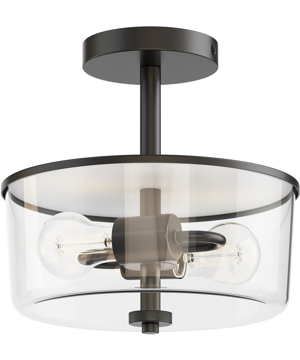 Fuller 2-Light Semi Flush/Pendant Convertible Black
