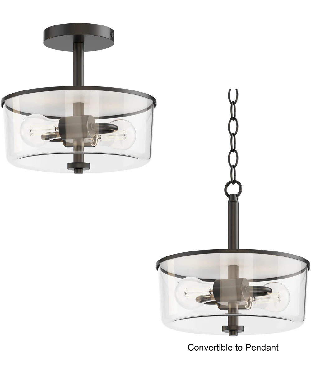 Fuller 2-Light Semi Flush/Pendant Convertible Black - Image 2