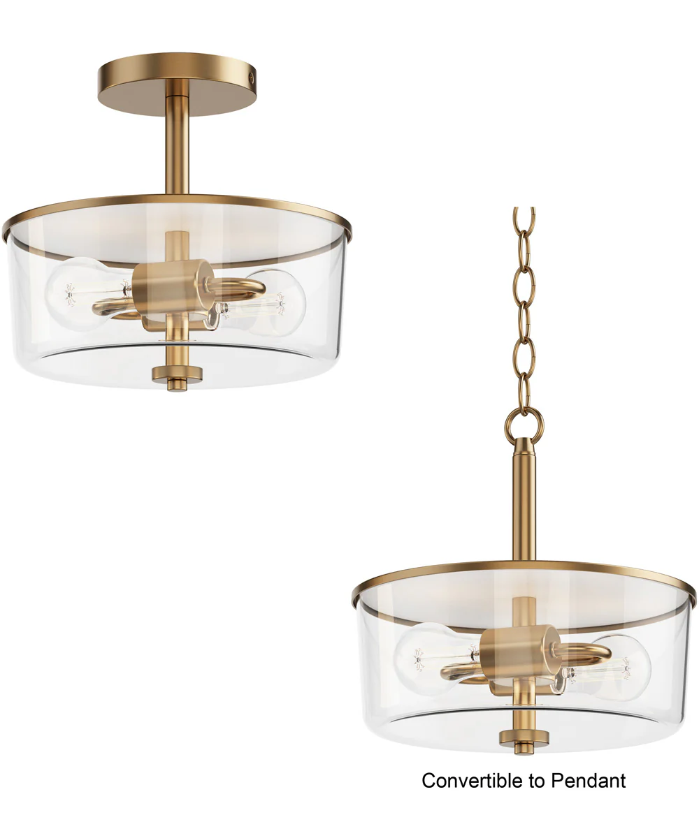 Fuller 2-Light Semi Flush/Pendant Convertible Natural Aged Brass - Image 2