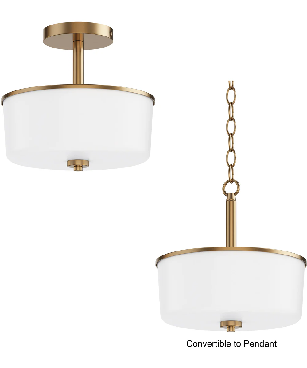 Fuller 2-Light Semi Flush/Pendant Convertible Natural Aged Brass - Image 2