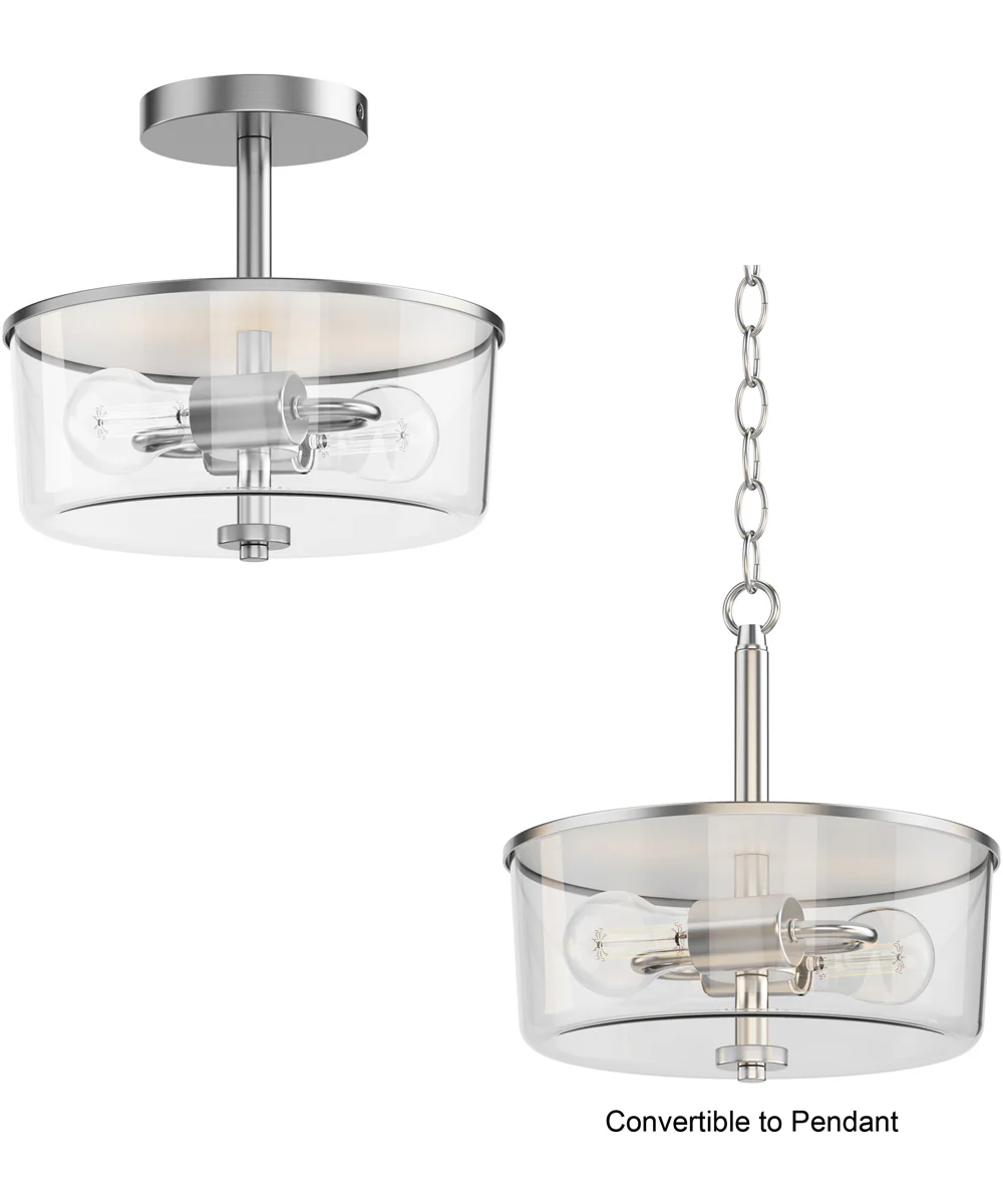 Fuller 2-Light Semi Flush/Pendant Convertible Satin Nickel - Image 2