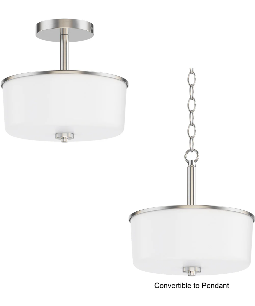 Fuller 2-Light Semi Flush/Pendant Convertible Satin Nickel - Image 2