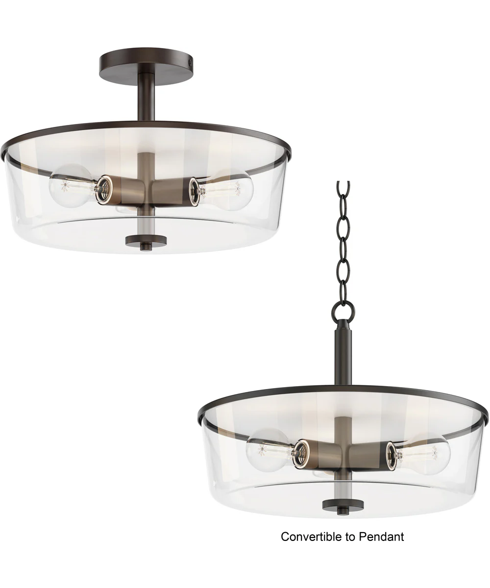 Fuller 3-Light Semi Flush/Pendant Convertible Black - Image 2