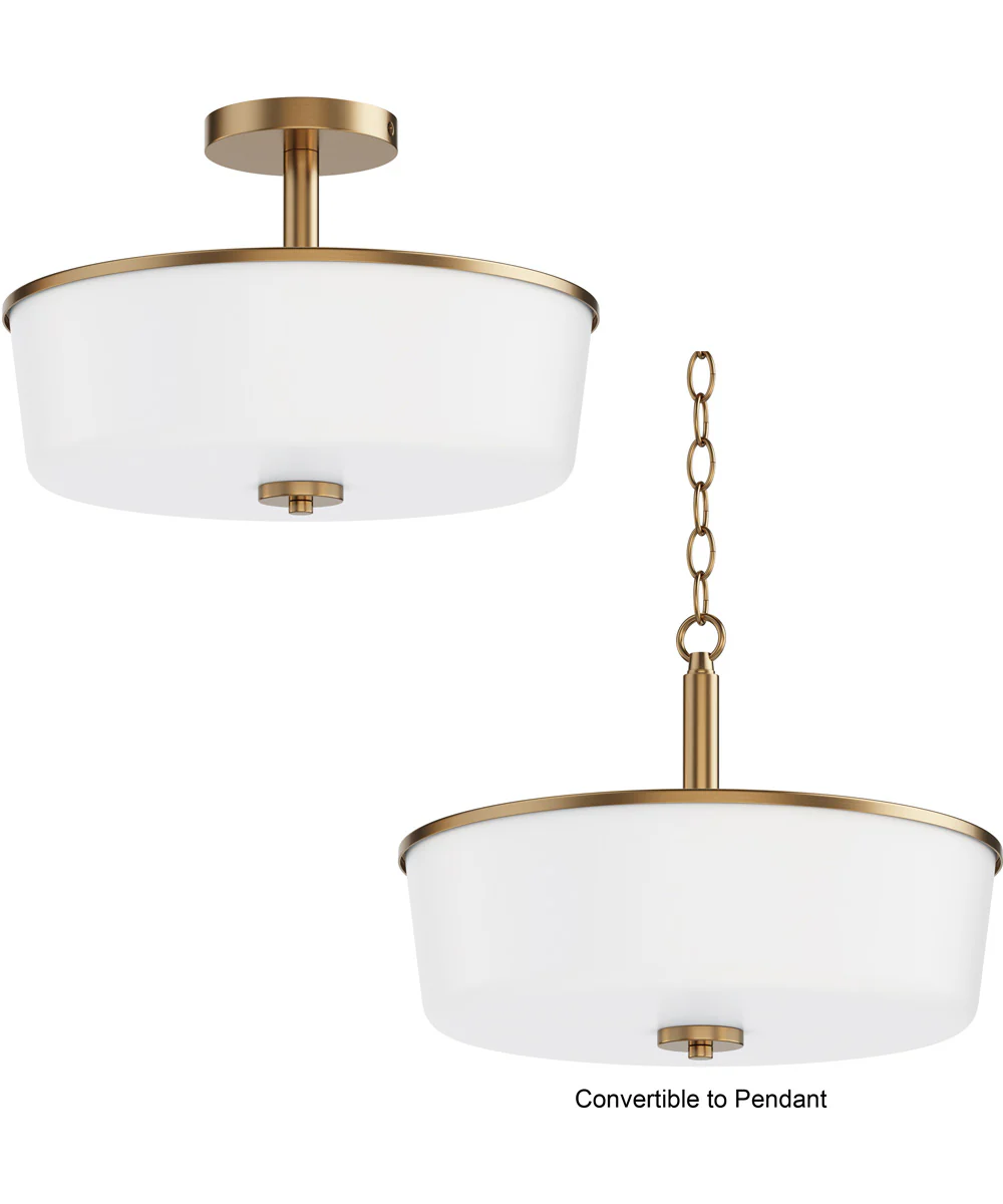 Fuller 3-Light Semi Flush/Pendant Convertible Natural Aged Brass - Image 2