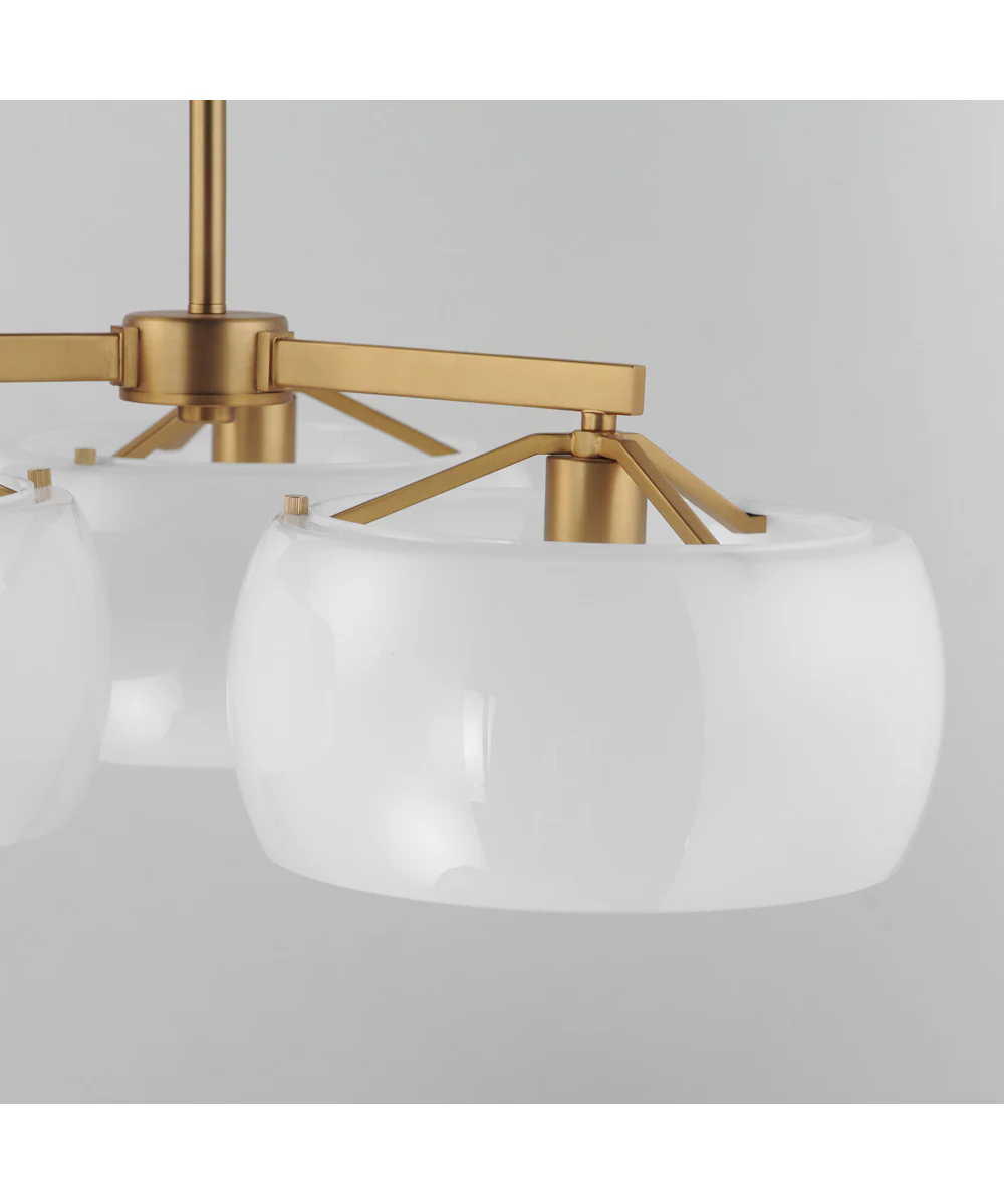 Glazed 3-Light Chandelier White/Natural Aged Brass - Image 5
