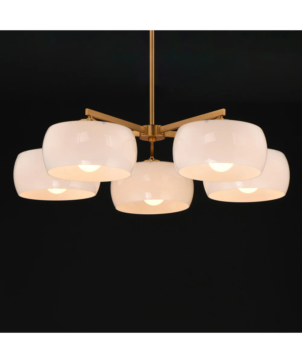Glazed 5-Light Chandelier White/Natural Aged Brass - Image 3