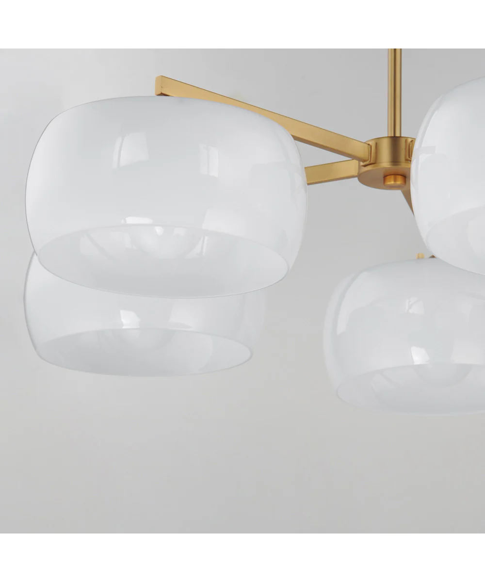 Glazed 5-Light Chandelier White/Natural Aged Brass - Image 5