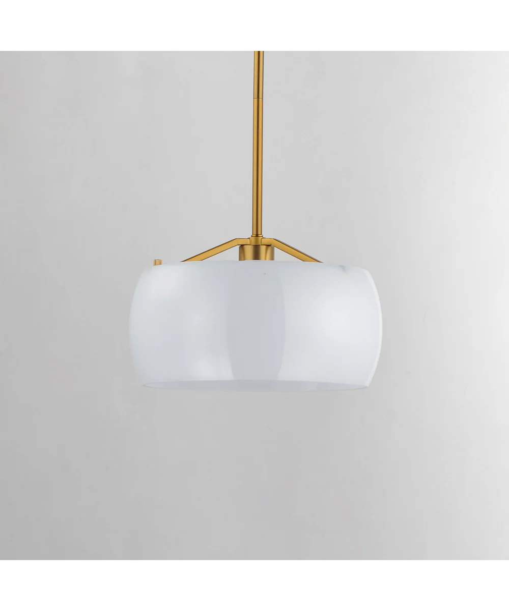 Glazed Single Pendant White/Natural Aged Brass - Image 2