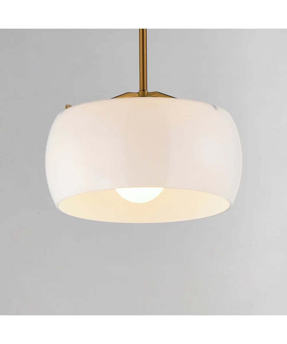 Glazed Single Pendant White/Natural Aged Brass - Image 5