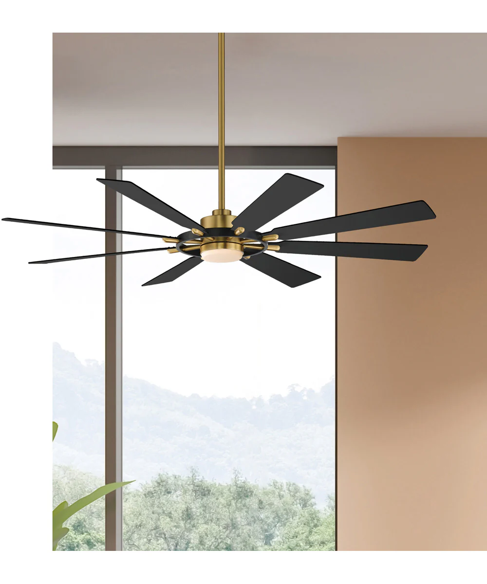 Helm 72 inch Indoor Fan w LED Light Kit Black / Natural Aged Brass - Image 2