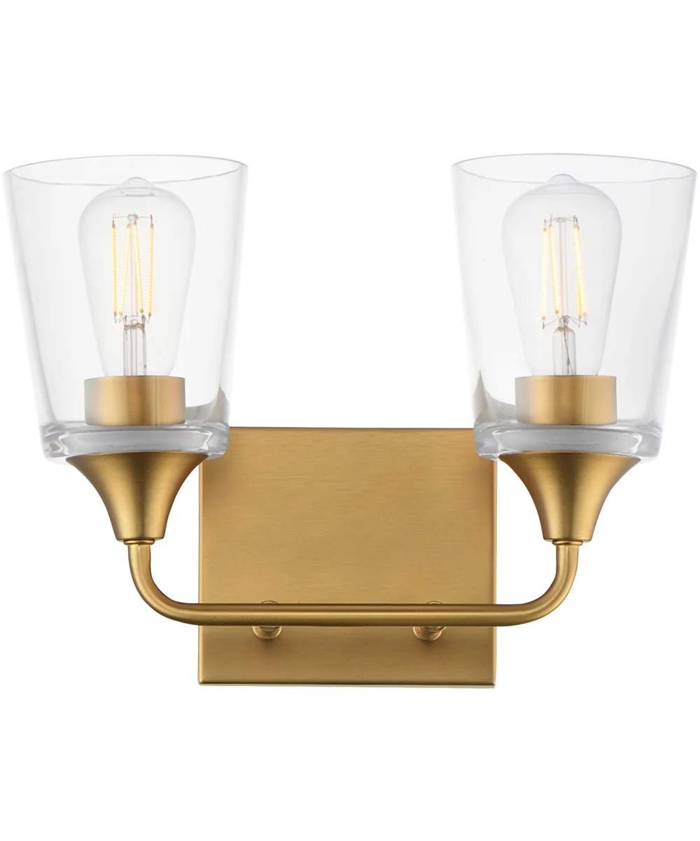 Hudson 2-Light Bath Vanity Natural Aged Brass