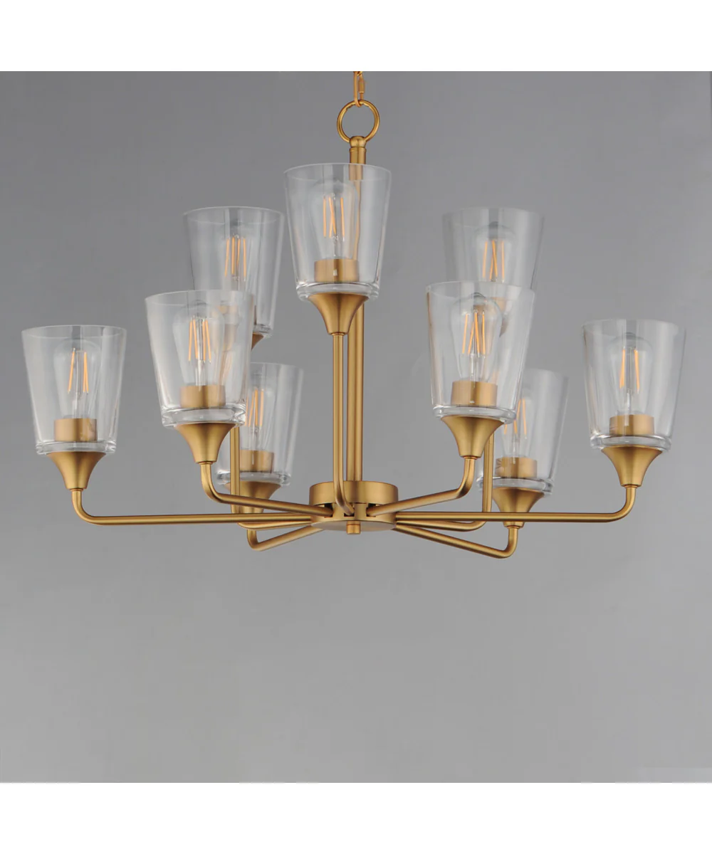 Hudson 9-Light Two-Tier Chandelier Natural Aged Brass - Image 2