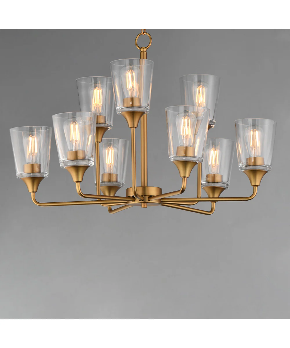 Hudson 9-Light Two-Tier Chandelier Natural Aged Brass - Image 3
