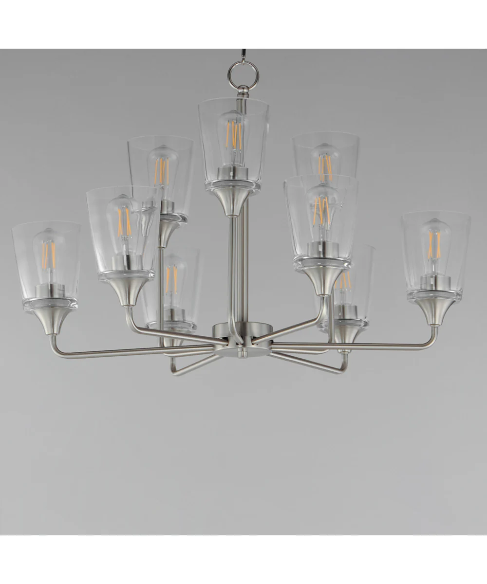 Hudson 9-Light Two-Tier Chandelier Satin Nickel - Image 2
