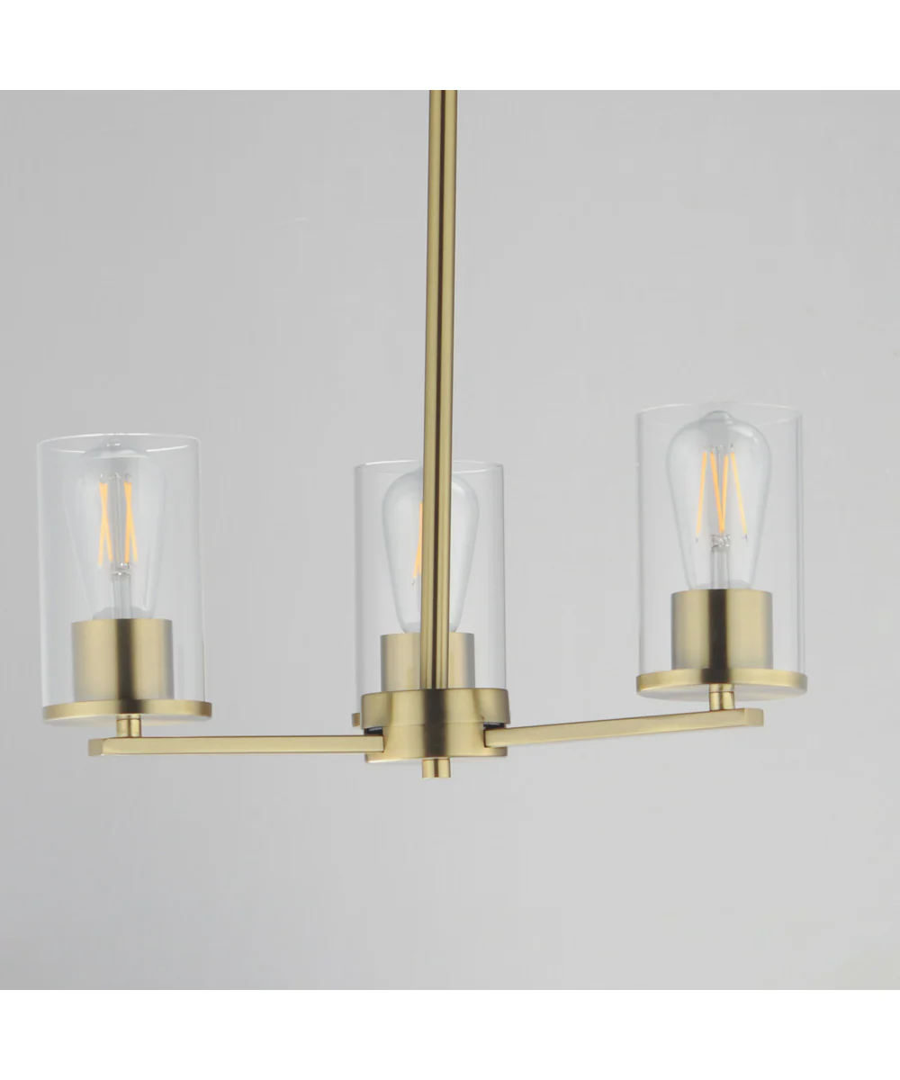 Lateral 3-Light Chandelier Satin Brass - Image 3