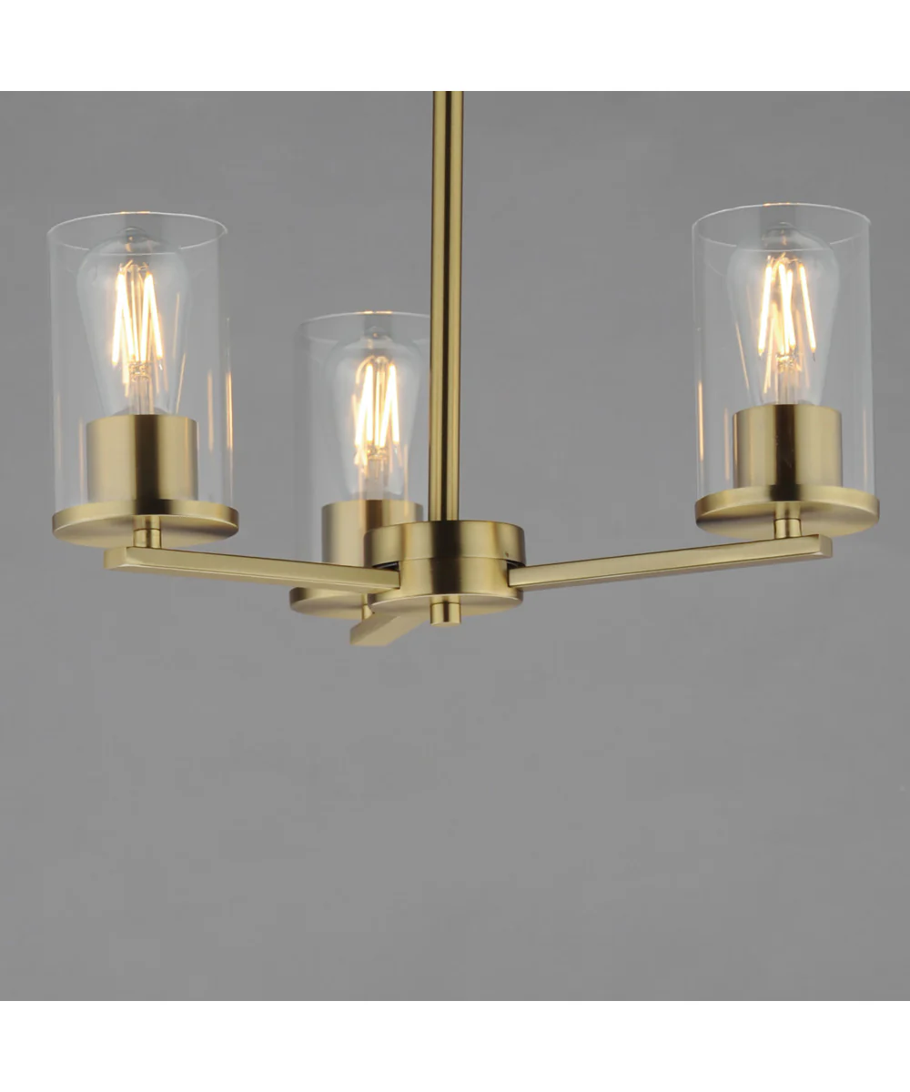 Lateral 3-Light Chandelier Satin Brass - Image 4