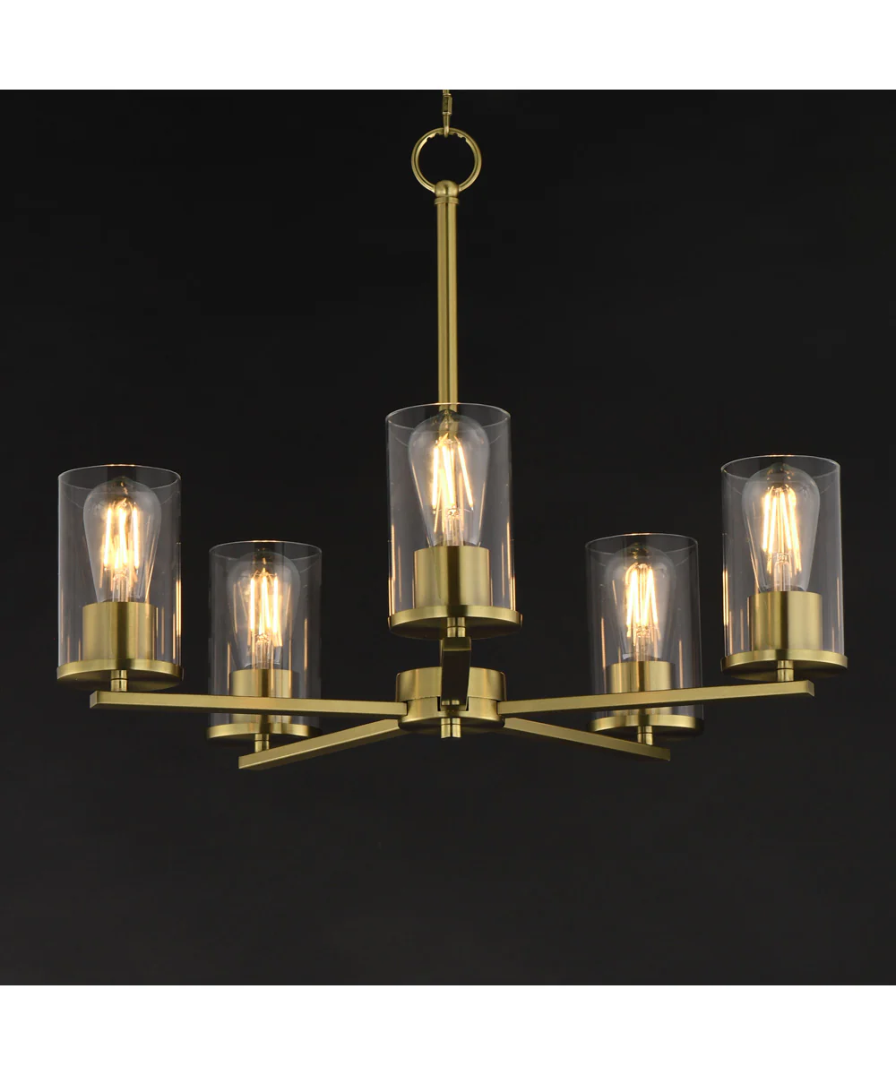 Lateral 5-Light Chandelier Satin Brass - Image 3