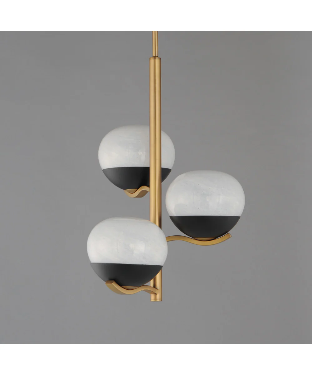 Lucerne 3-Light Chandelier Black / Natural Aged Brass - Image 3