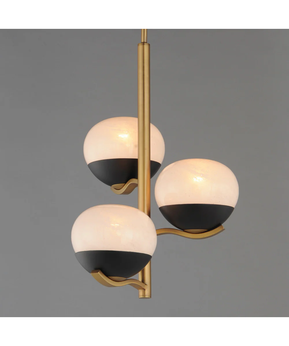 Lucerne 3-Light Chandelier Black / Natural Aged Brass - Image 4
