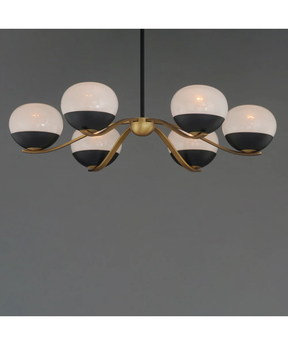Lucerne 6-Light Chandelier Black / Natural Aged Brass - Image 2