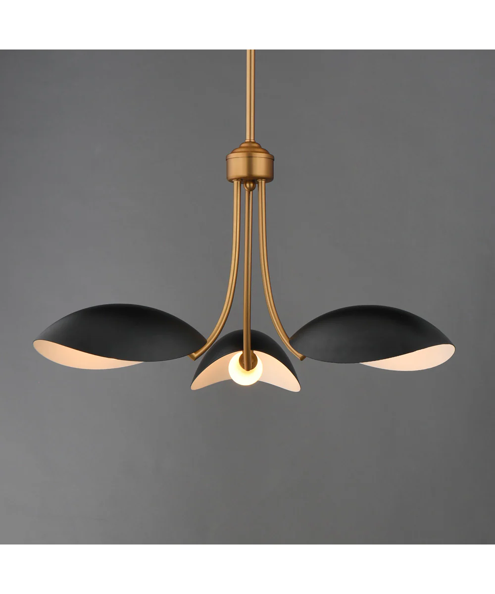 Maris 3-Light Pendant Black / Natural Aged Brass - Image 3