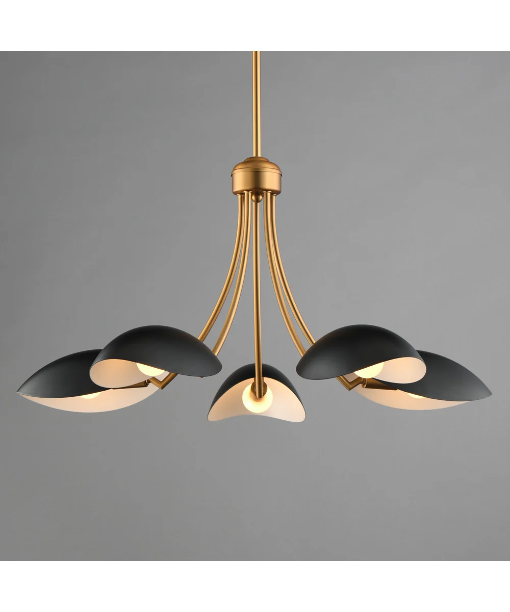 Maris 5-Light Chandelier Black / Natural Aged Brass - Image 2