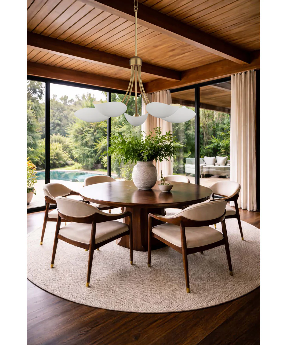 Maris 5-Light Chandelier White/Natural Aged Brass - Image 2