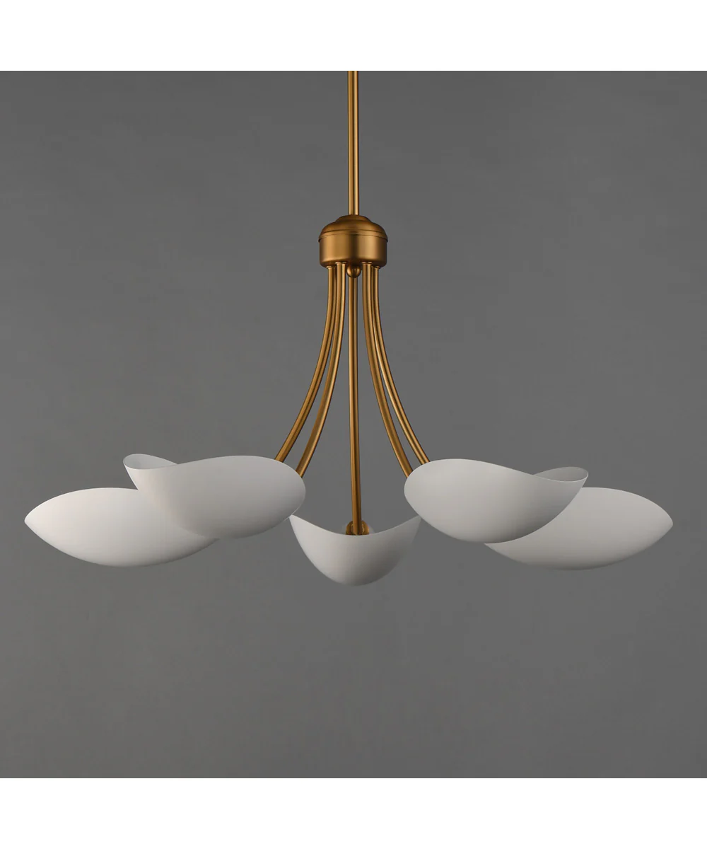 Maris 5-Light Chandelier White/Natural Aged Brass - Image 3