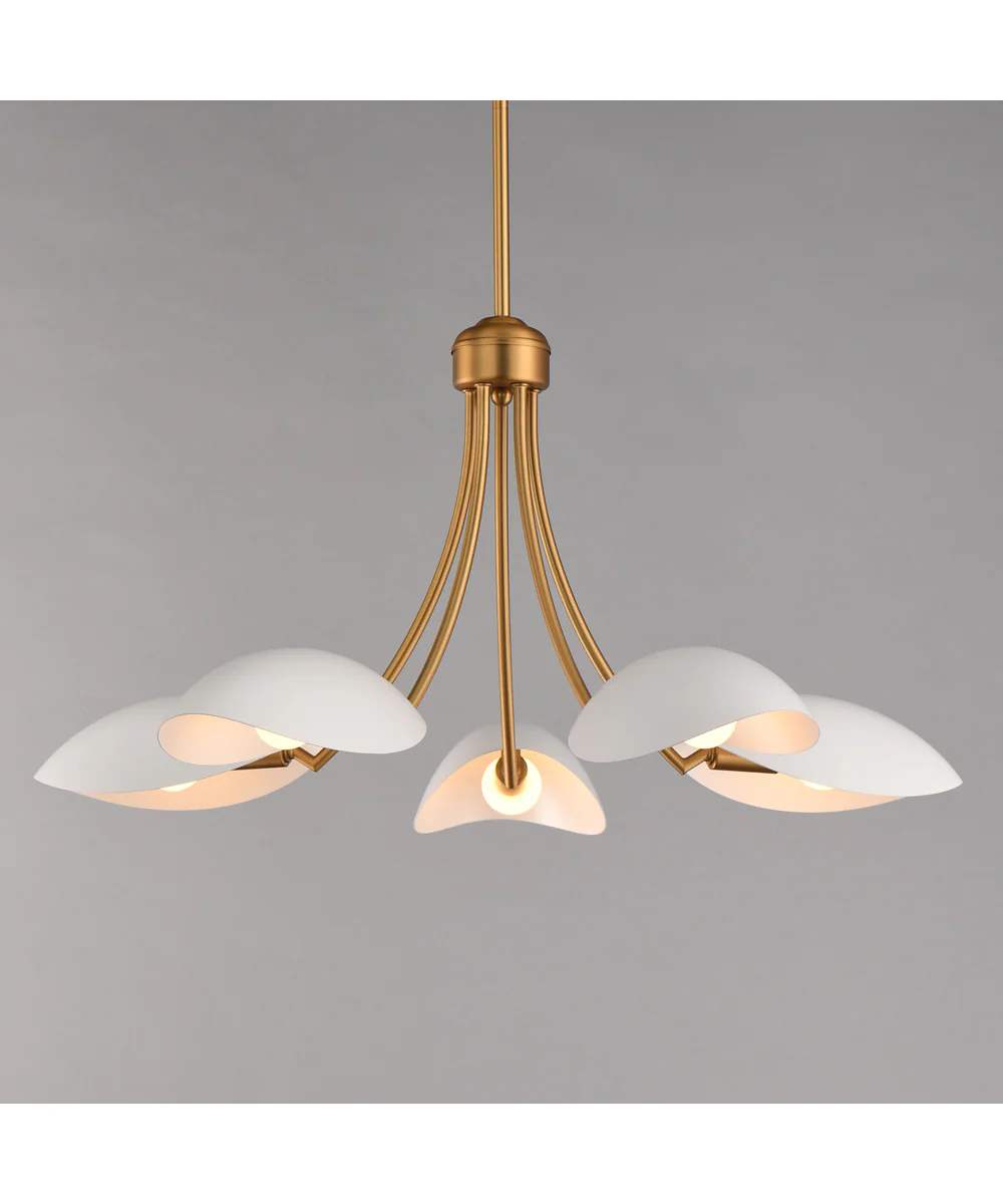 Maris 5-Light Chandelier White/Natural Aged Brass - Image 4