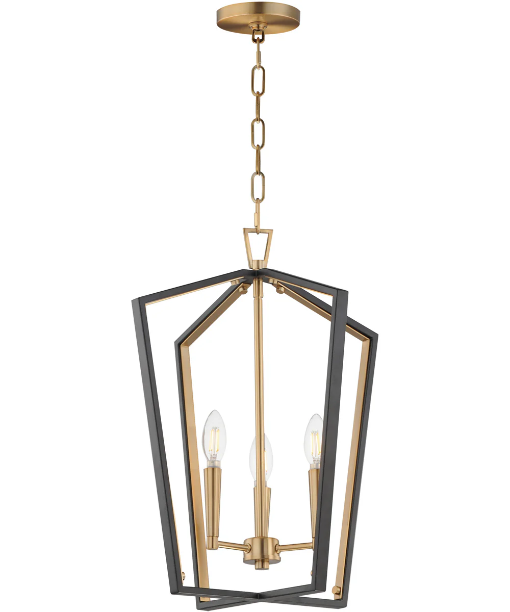 Melrose 3-Light Pendant Black / Natural Aged Brass