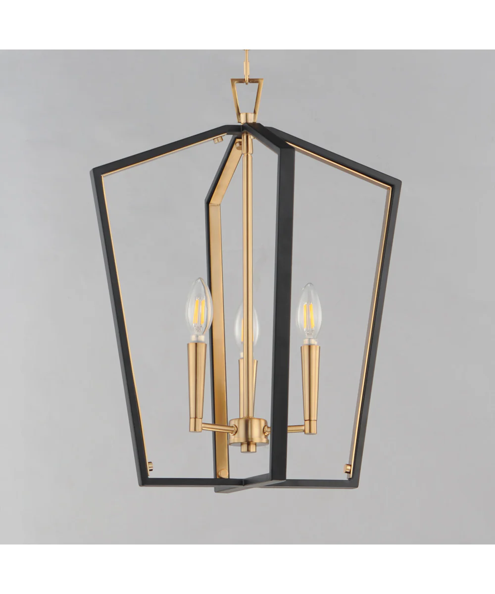 Melrose 3-Light Pendant Black / Natural Aged Brass - Image 3