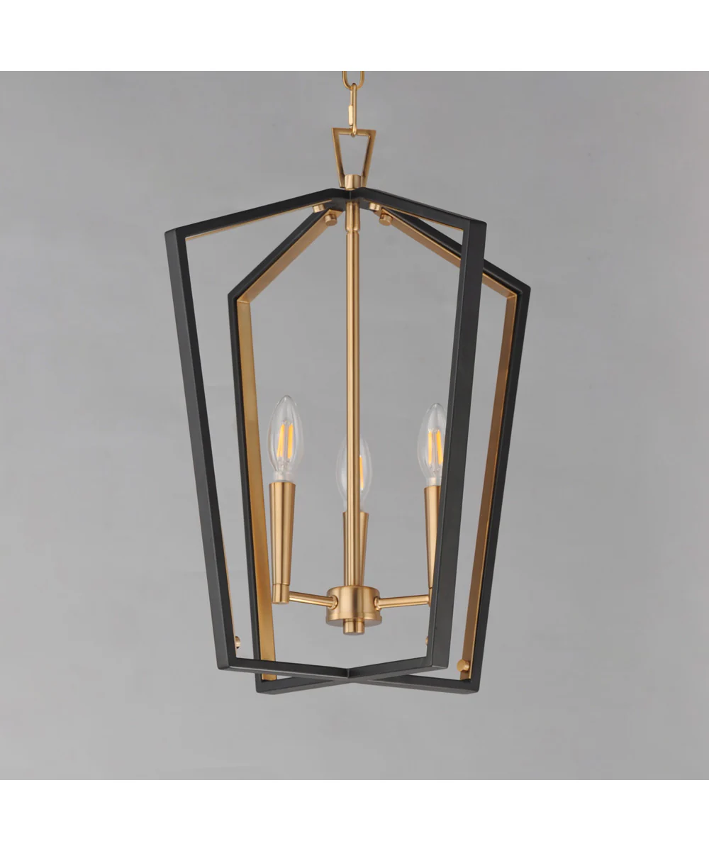 Melrose 3-Light Pendant Black / Natural Aged Brass - Image 4