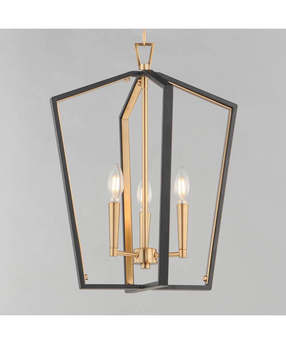 Melrose 3-Light Pendant Black / Natural Aged Brass - Image 5