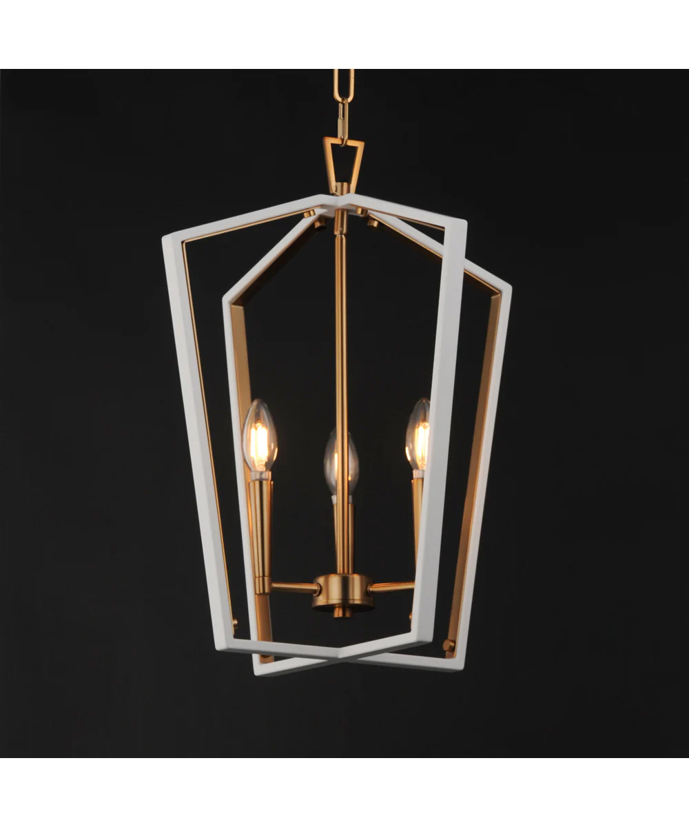 Melrose 3-Light Pendant White/Natural Aged Brass - Image 3