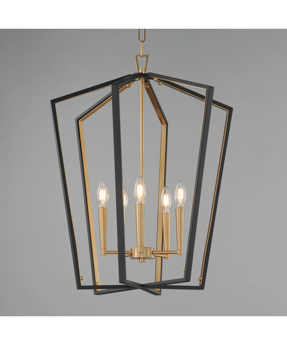 Melrose 5-Light Pendant Black / Natural Aged Brass - Image 3