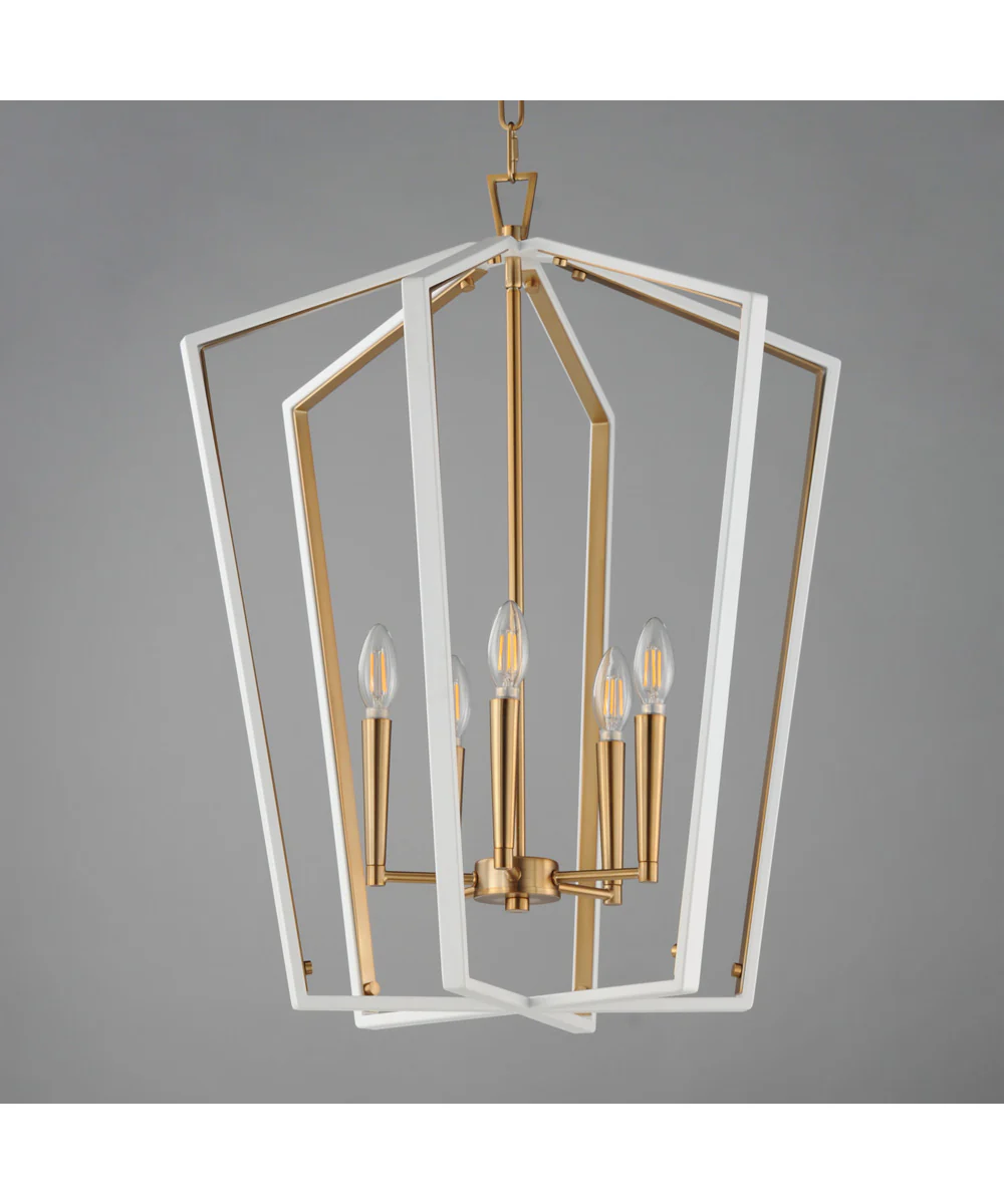 Melrose 5-Light Pendant White/Natural Aged Brass - Image 2